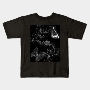 Black and White butterfly theme Kids T-Shirt